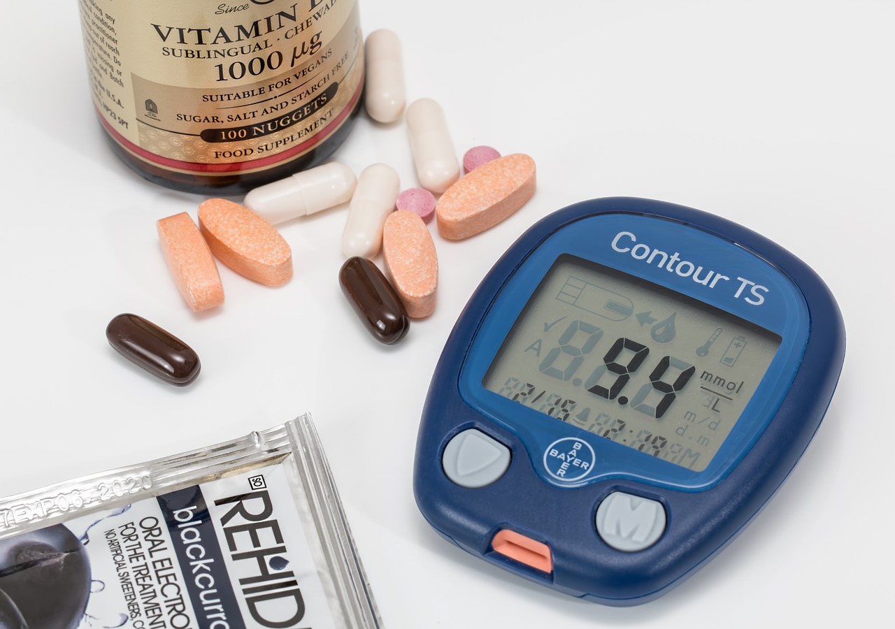 Diabetes glucose meter and vitamins