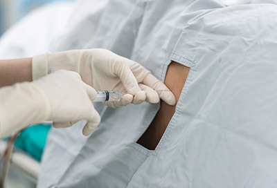 Patient having a diagnostic nerve block performed.