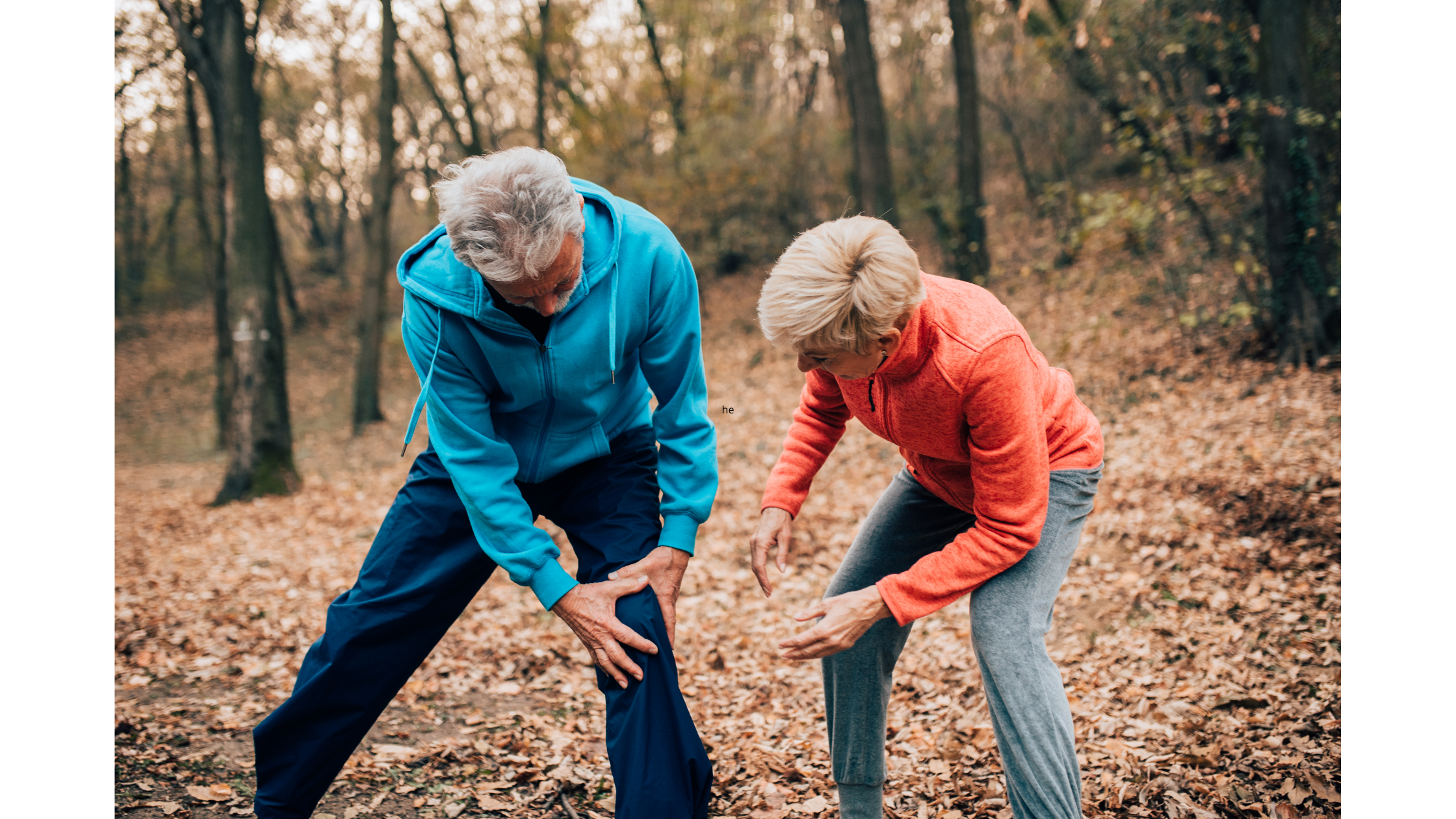 man with knee pain after surgery on walk in woods